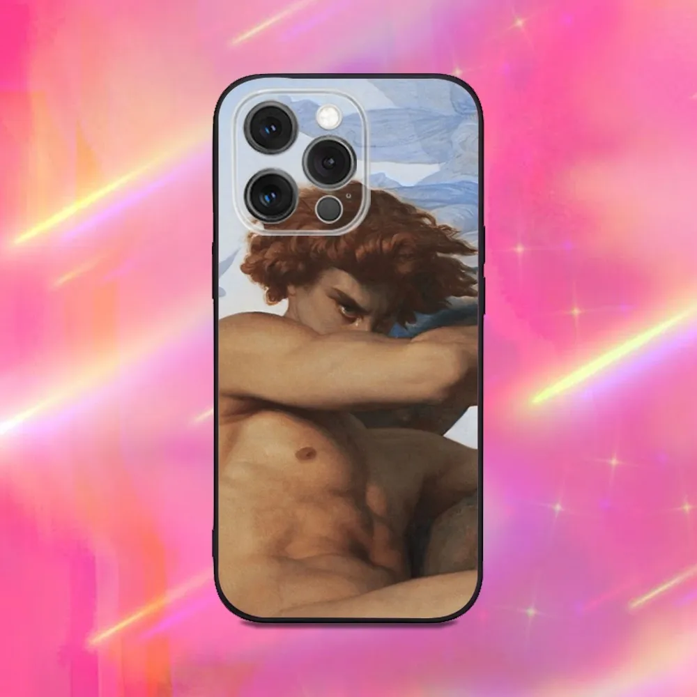 حافظة هاتف Fallen Angel من Alexandre Cabanel لهاتف iPhone 16,15,14,13,12,11,Pro,Max,Plus,X,XS,XR,SE,8,7,Mini,Soft Silicone Black