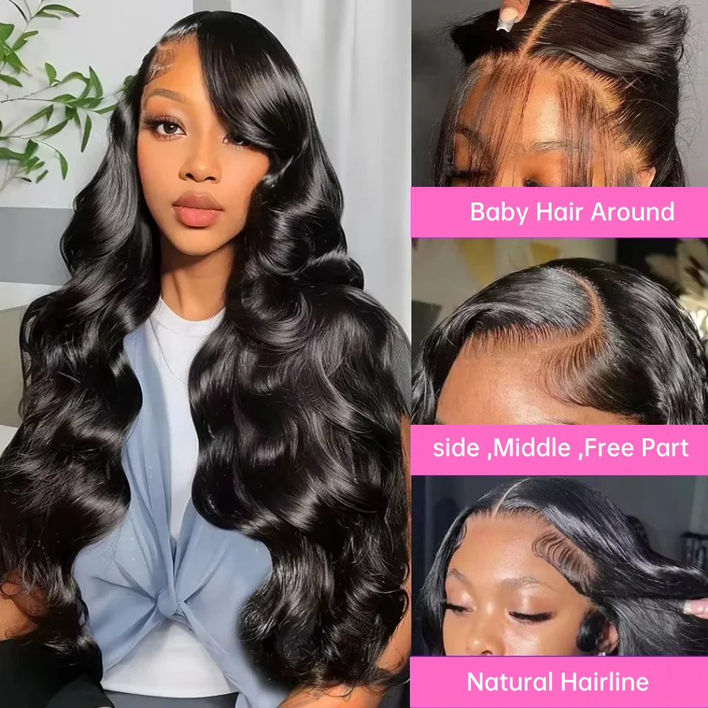 Peruca de Cabelo Humano Ondulado Natural Preto de 46 Polegadas, Densidade 220%, Peruca Frontal de Renda HD 13x4, Peruca de Cabelo Remy 7x6, Peruca Frontal de Renda Máxima 13x6