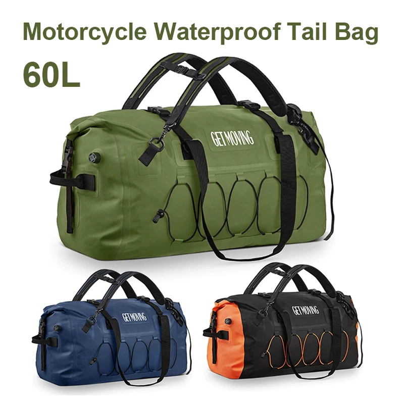 Motorcycle Waterproof Tail Bag 60L High Capacity Outdoor Camping Fishing Kayaking Luggage Storage Bag Motorcycle Seat Bag