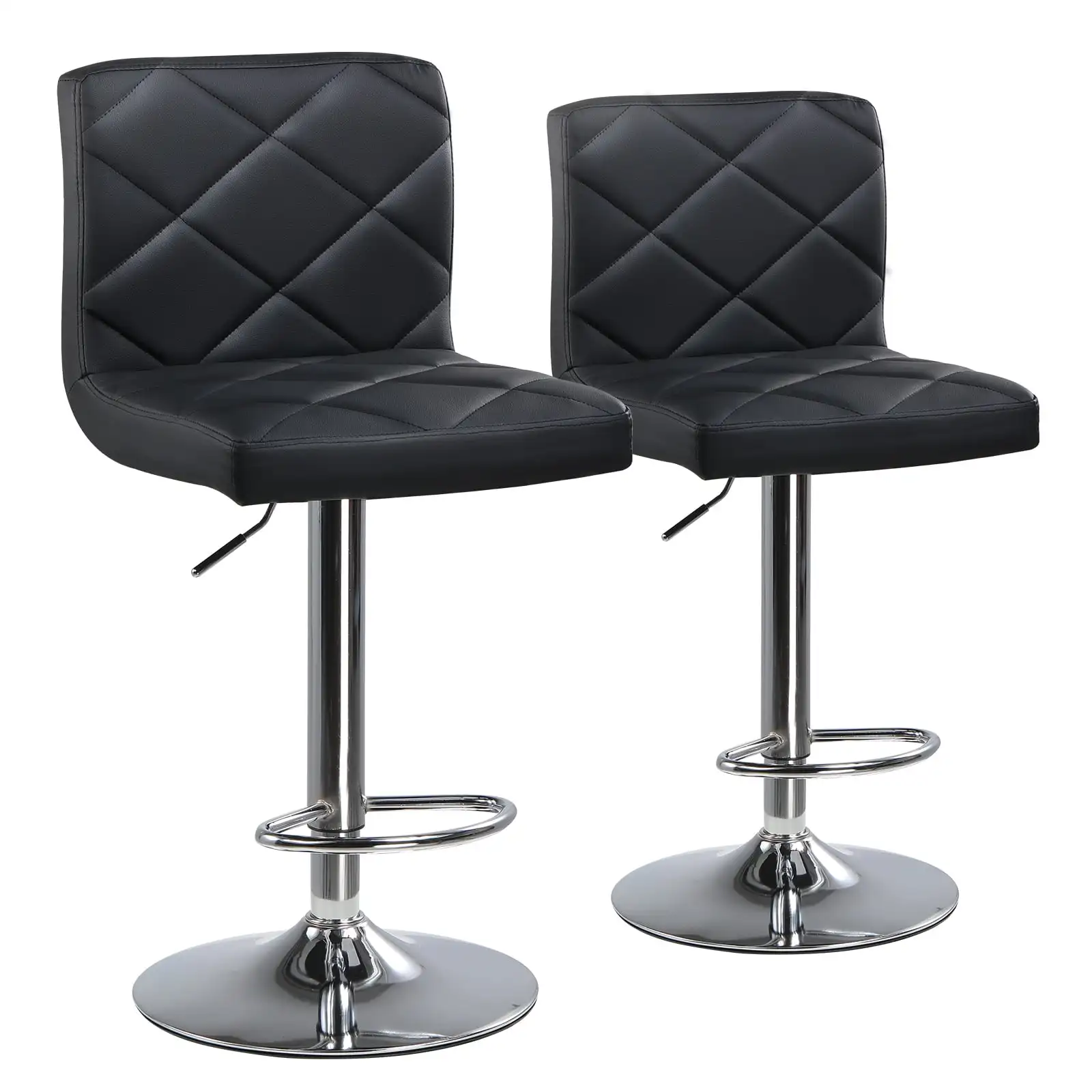 Bar Stools, Modern PU Leather Swivel Adjustable Hydraulic Bar Stool With 16.1” Wide Base Square Counter Bar Stool Set of 2,Black