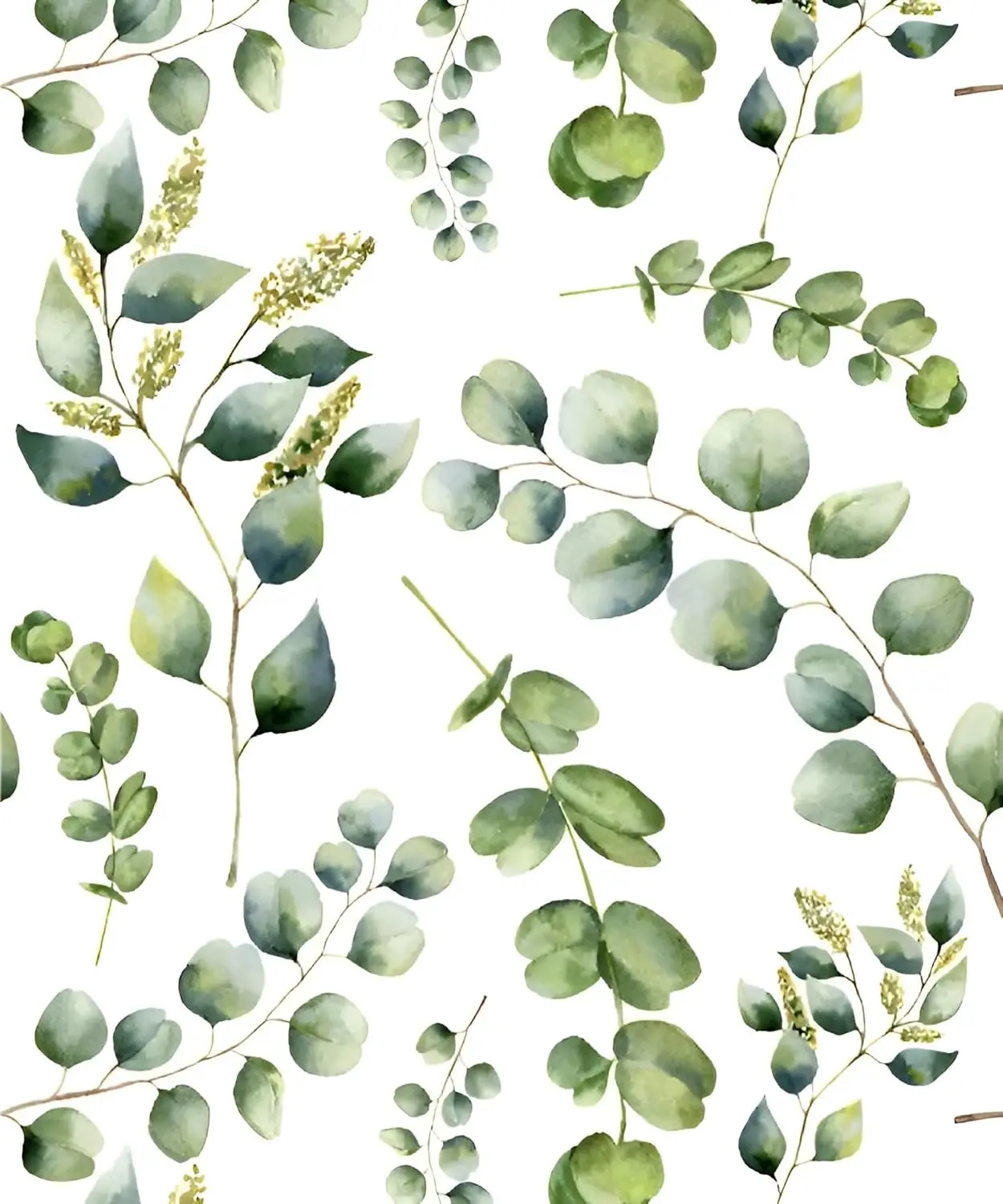Green/White Leaves Peel and Stick Wallpaper Boho Leaf Self Adhesive Wall Paper Removable Waterproof Contact Paper for Cabinets