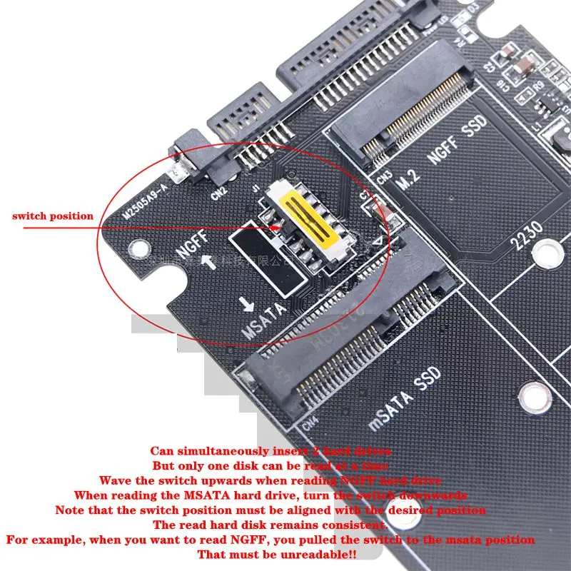 M. 2 Solid State SSD to SATA 3 External Hard Disk Box NGFF MSA to Serial Port Adapter Dual Use 2-in-1