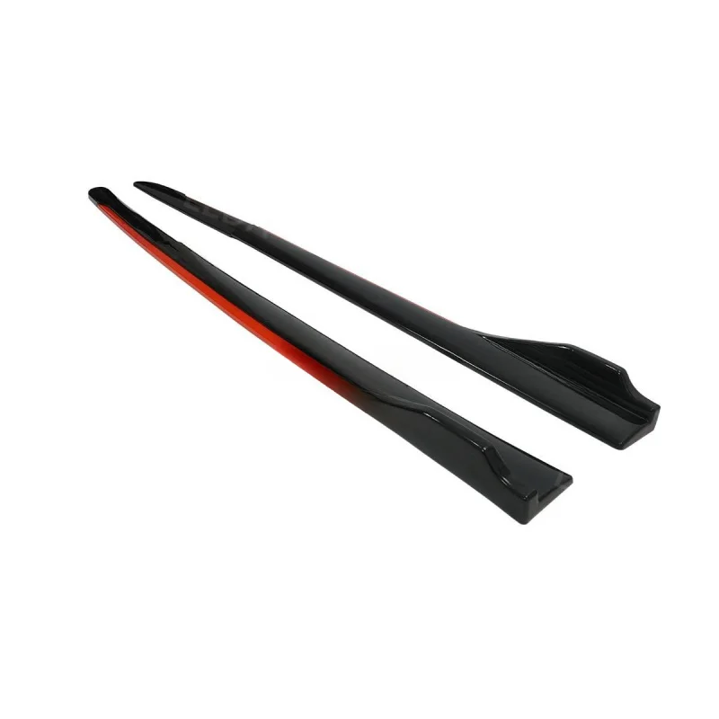 High Quality Universal Glossy Black Red Aerodynamic Side Skirt & Front Bumper Lip Exterior Modification Trim Kit All view 6