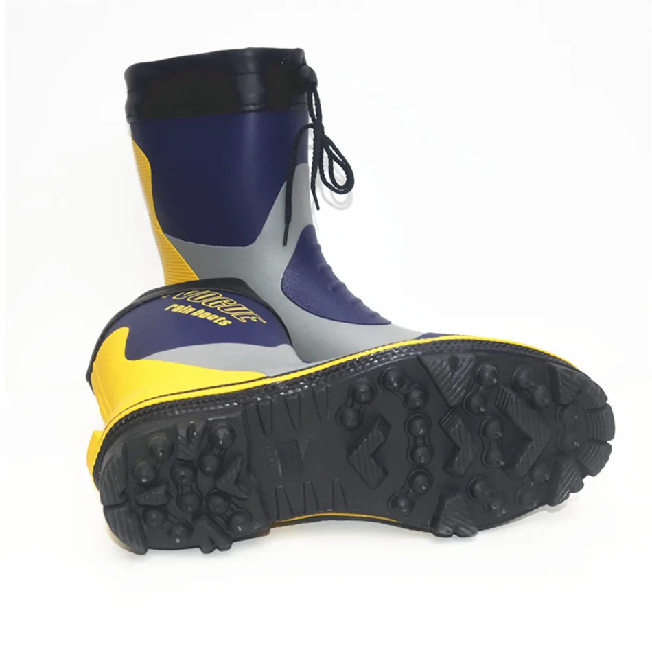 High Upper Rubber Rain Boots Men's Fleece Liner Warm Fishing Waterproof Shoes Anti-slip Wear-resistant Upstream Shoes 38-46 Size
