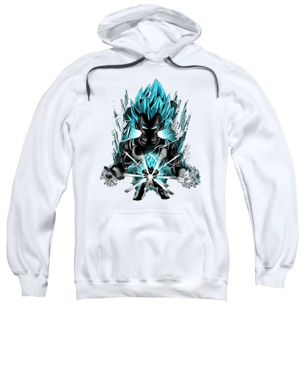 Felpa con cappuccio Dragon Ball Vegeta con stampa blu Super Saiyan Energy Ball Effect Nero Bianco Inchiostro Splash Anime Streetwear per adulti Bambini