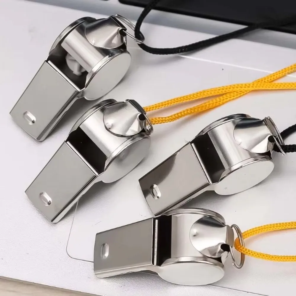 

Профессиональный металлический свисток с громким звуком и веревкой, портативный, для футбола, из нержавеющей стали, для спортивных мероприятий