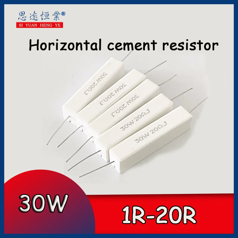 

10pcs 30W Horizontal cement resistor 1R 2R 3R 3.3R 4R 4.7R 5R 6R 8R 10R 12R