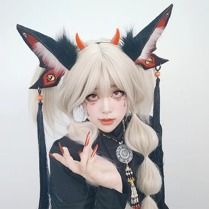 Demon Elf Headband Fursuit Costume Exaggerated Butterfly Fantasy Beast Ear Fur Hairband Girl Comic Show Halloween Cosplay Props