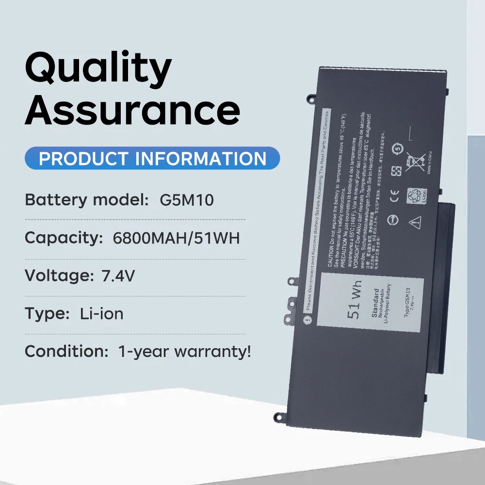 BGBT G5M10 Laptop Battery For Dell Latitude E5250 E5450 E5550 Series High-quality Replacement Battery 7.4V 51WH