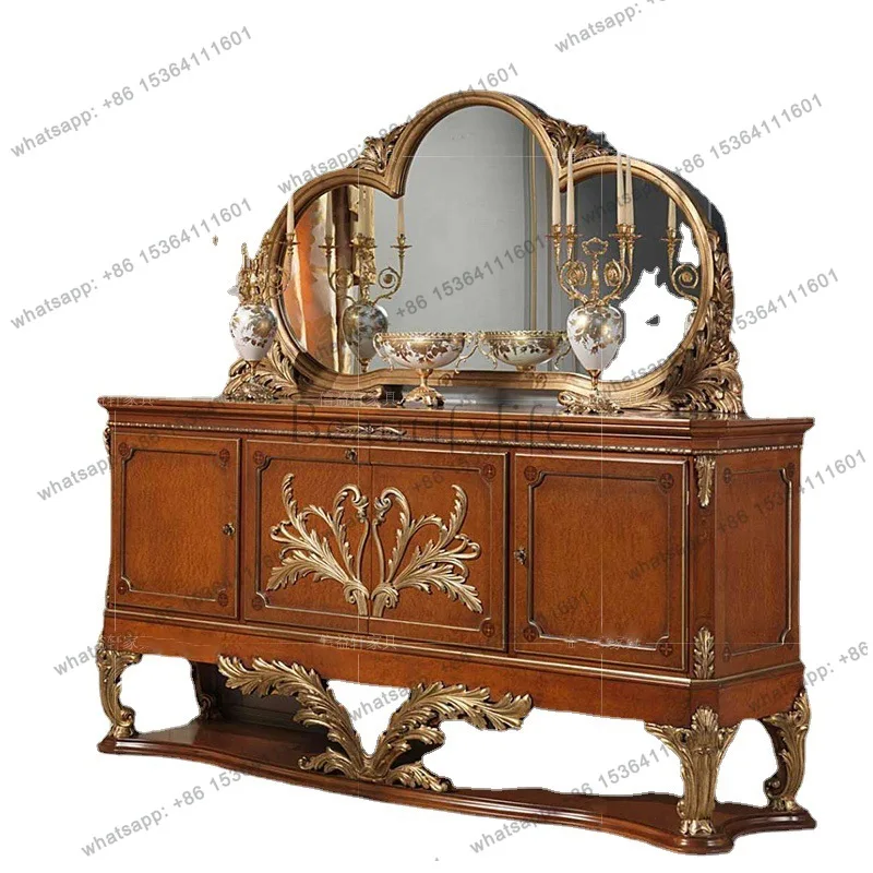 

French side cabinet European birch carving luxury large apartment cabinet