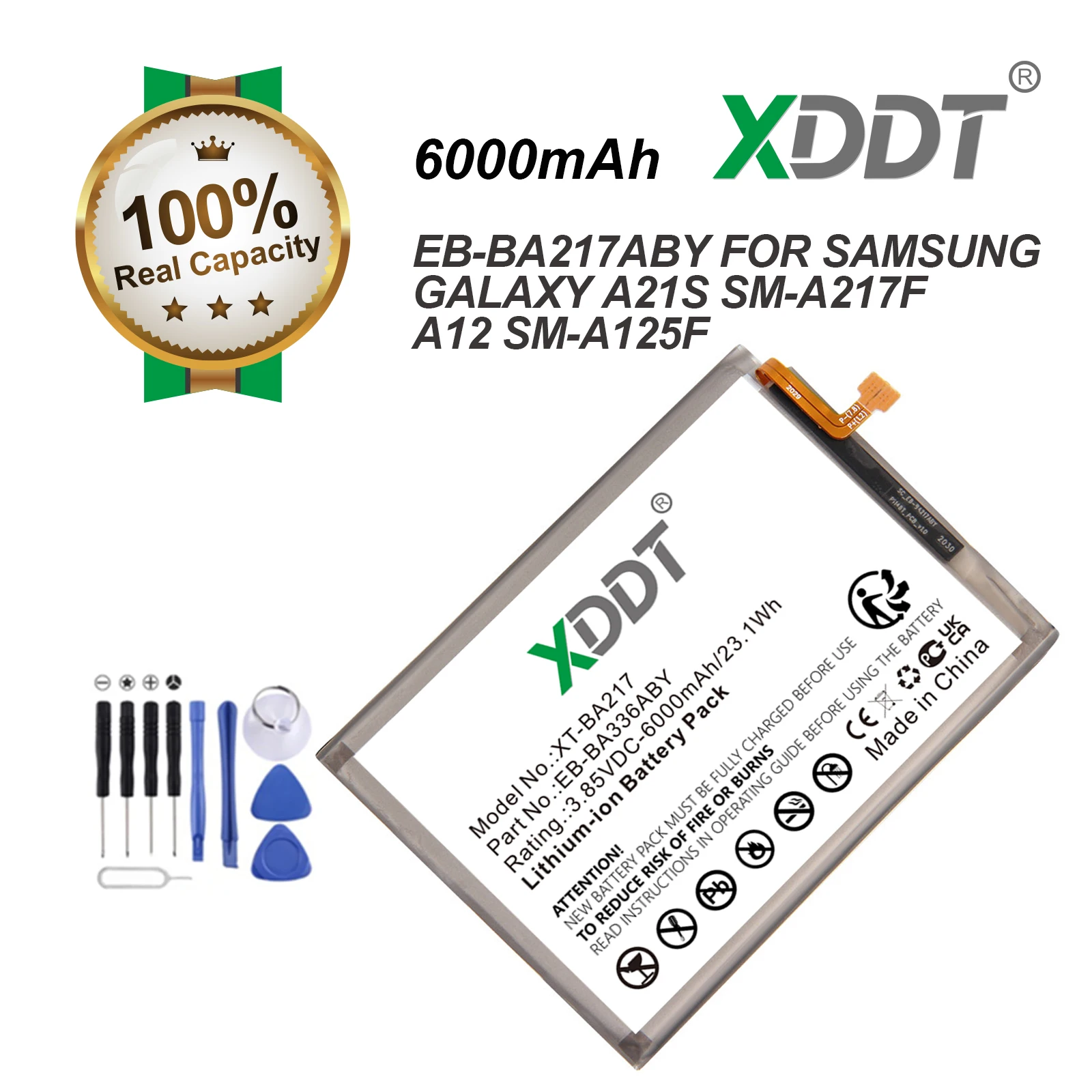 XDDT EB-BA217ABY Battery For Samsung New 5000mAh Phone Battery For Samsung Galaxy A21s SM-A217F / A12 SM-A125F+tools
