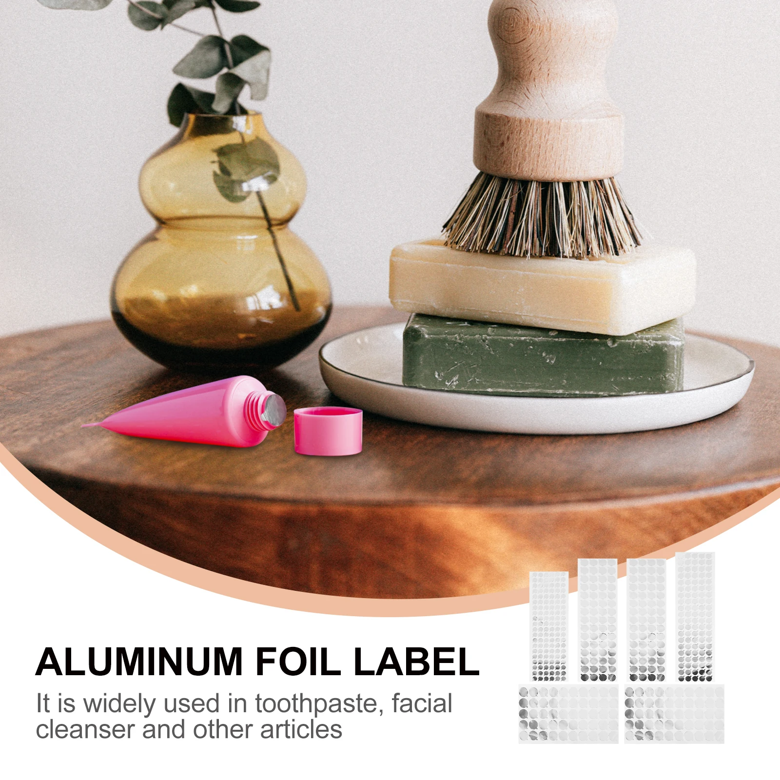 

6 Sheets Self Adhesive Aluminum Foil Stickers Sealing Labels for Bottle Essential Oil Cream Cork Safe Clean Different