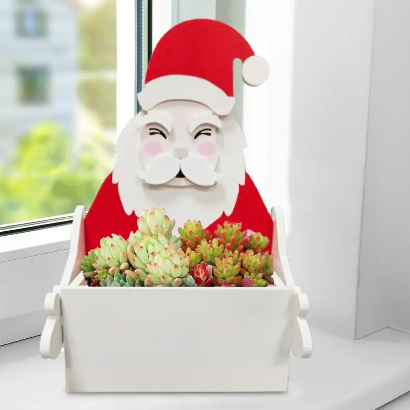 Santa Claus Succulent Flowerpot Cartoon Santa Claus Succulent Planter Flowerpot Desk Container Holiday Table Centerpiece