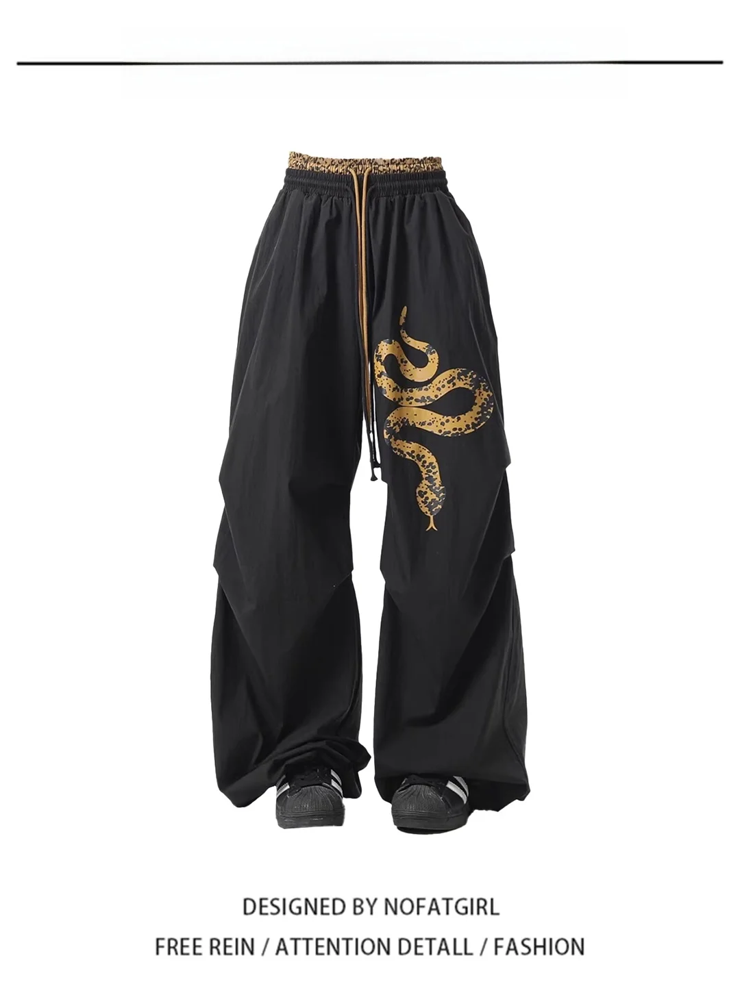 

American Style Hip Hop Jazz Pants Women's High Waist Loose Fit Long Trousers Street Style Leopard Print Paratrooper Pants