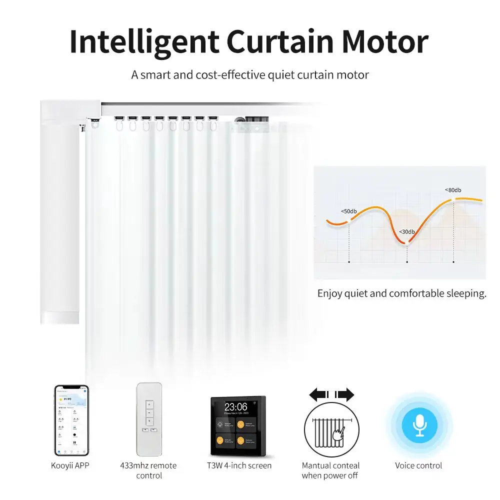 Stylish electric curtains Ultra-quiet wireless Zigbee Wifi motor curtains, easy to install