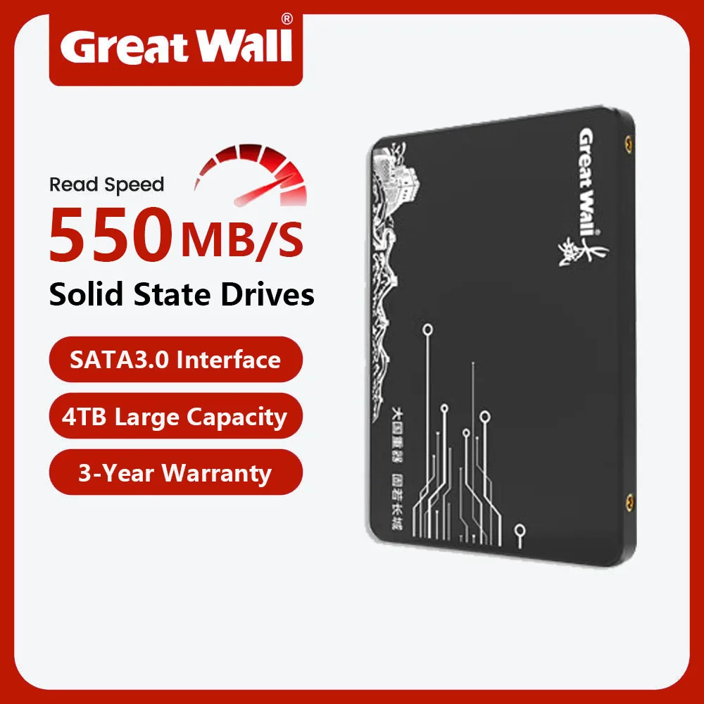 

Внутренний жесткий диск Great Wall SSD SATA 2,5 дюйма, 128 ГБ, 256 ГБ, 512 ГБ, 1 ТБ, 2B, 4 ТБ, твердотельный накопитель для портативных ПК, гарантия 3 года
