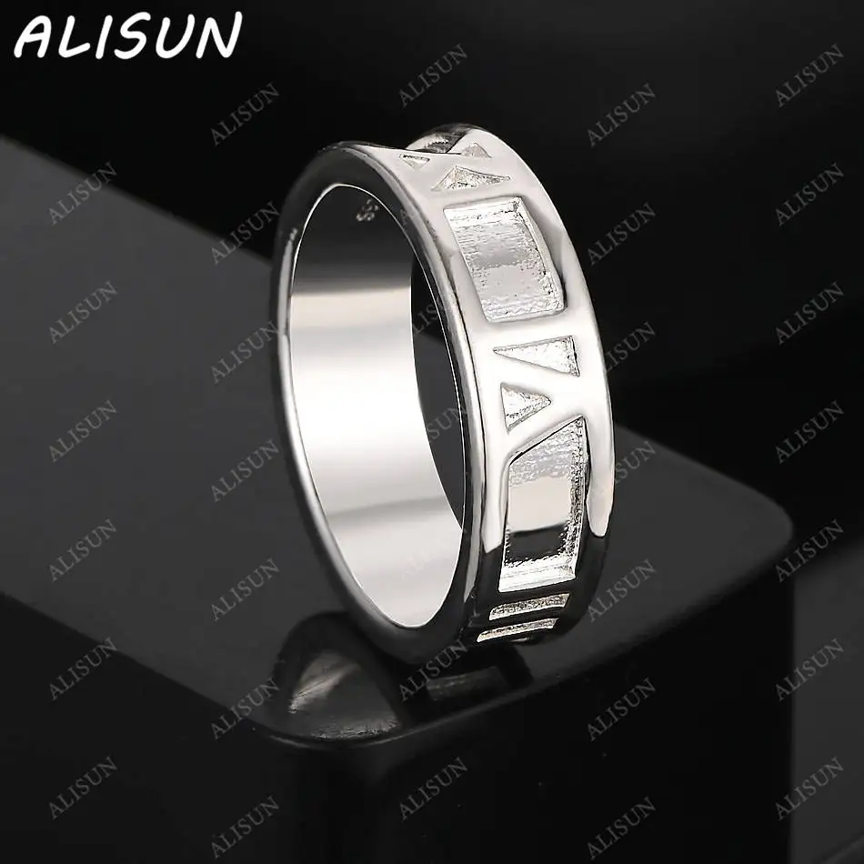 

ALISUN 925 Sterling Silver Roman Numerals Wedding Ring For Women Men Grace Jewelry Trend Fashionable Birthday Party Gifts