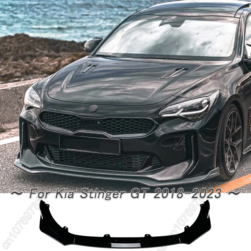 Tuning Gloss Black Style Accessories For Kia Stinger GT 2018-2023 3Pcs Car Front Lip Bumper Splitter Diffuser Body Kit Spoiler