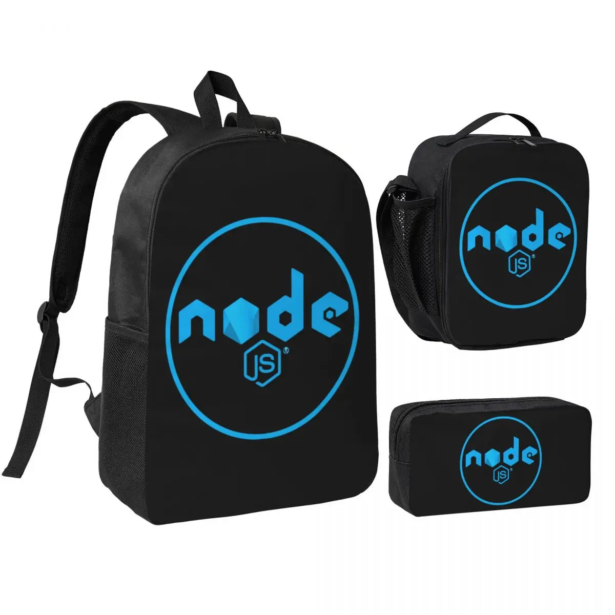 

Nodejs Javascript Programmer Backpack Boys Girls BookBag School Bag Shoulder Bags 3ps Insulated Lunch Bag Pencil Case