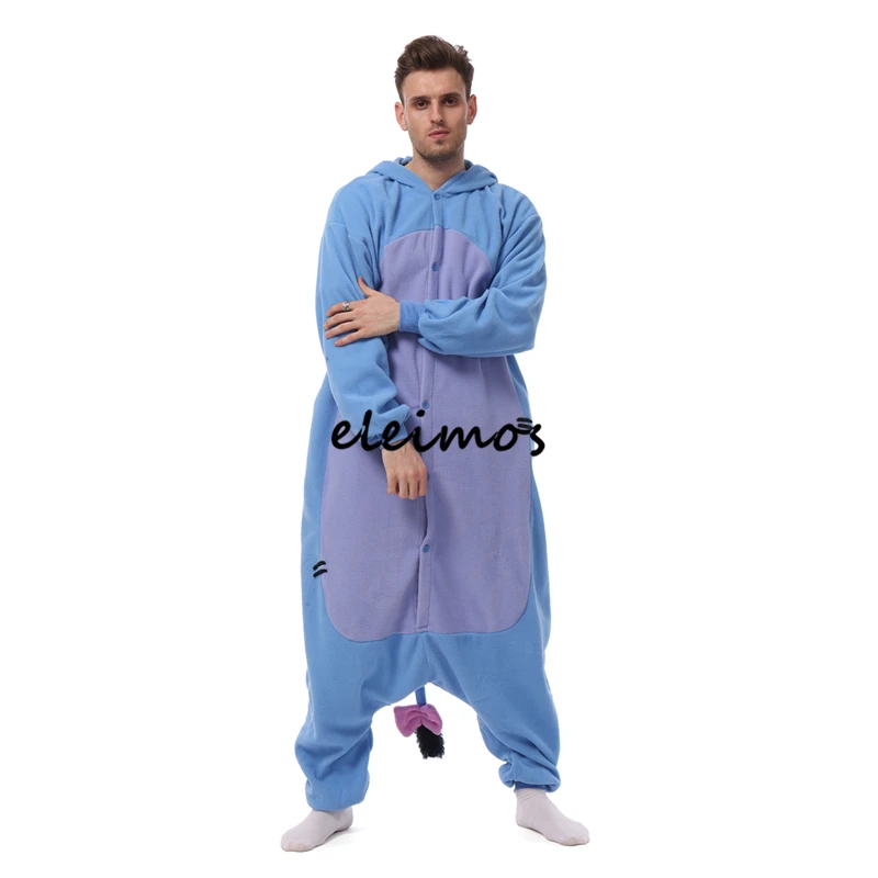 Macacão de halloween azul burro kigurumi pijamas adulto de uma peça animal dos desenhos animados macacão pijamas anime traje cosplay xxl