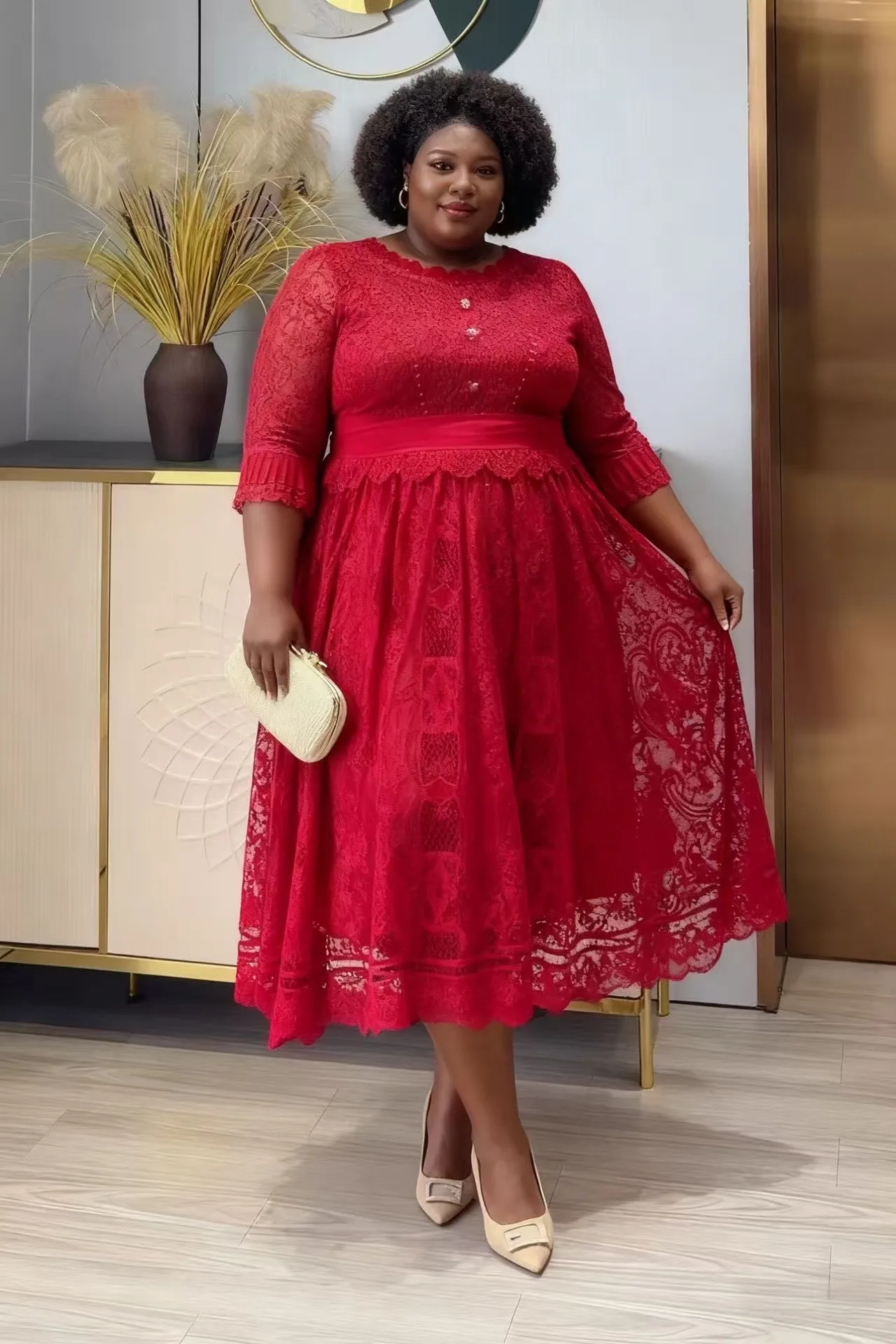 

Miyake Pleated Loose 2025 Autumn and Winter New Women's Clothing Fashion Slim Crew Neck Solid Color Pleated Casual Dress