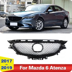 Black ABS Car Front Bumper Grill Upper Mesh Grille For Mazda 6 GJ GL Atenza 2017 2018 2019 Front Grille Ventilation Net