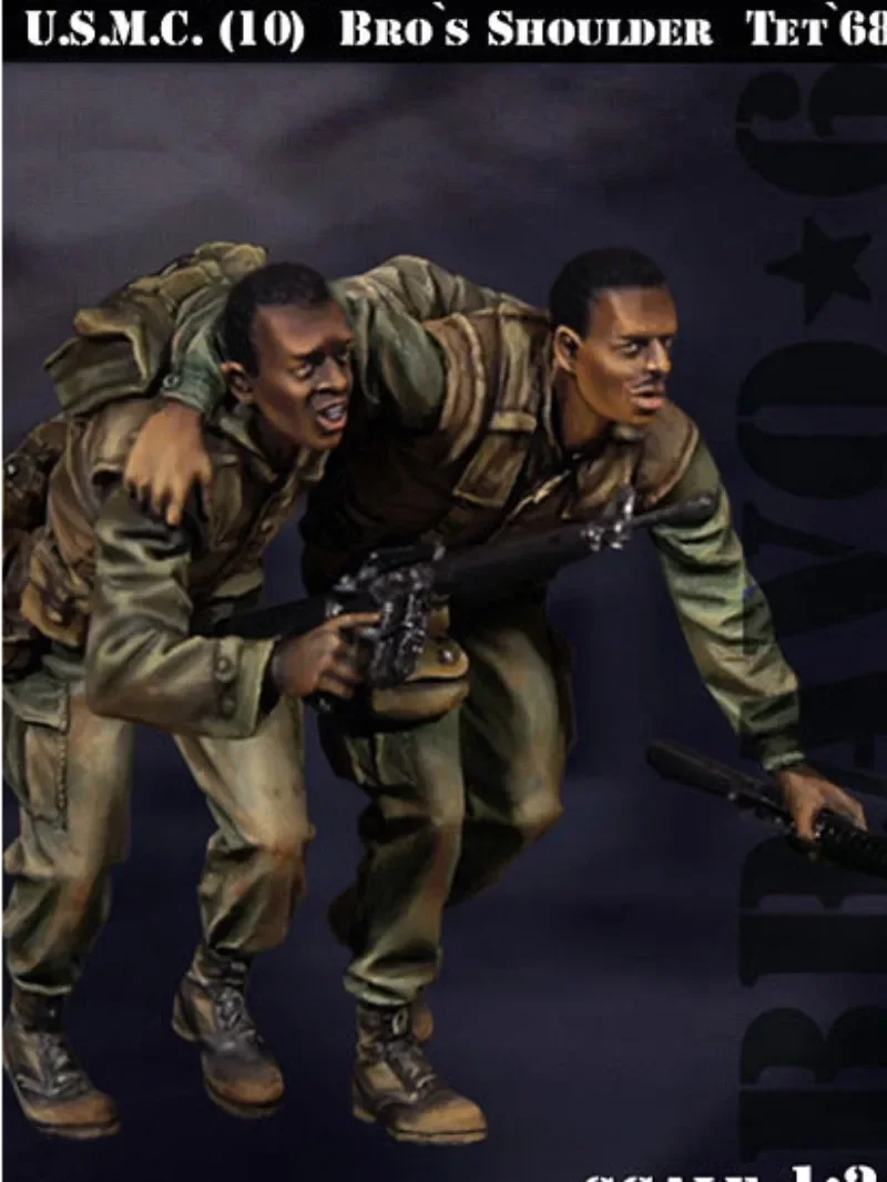 

1:35 Scale Resin Soldier Assembly Model Kit DIY Toy Vietnam War US Black Bro's Shoulder Soldier 2 Unassembled Unpainted Diorama