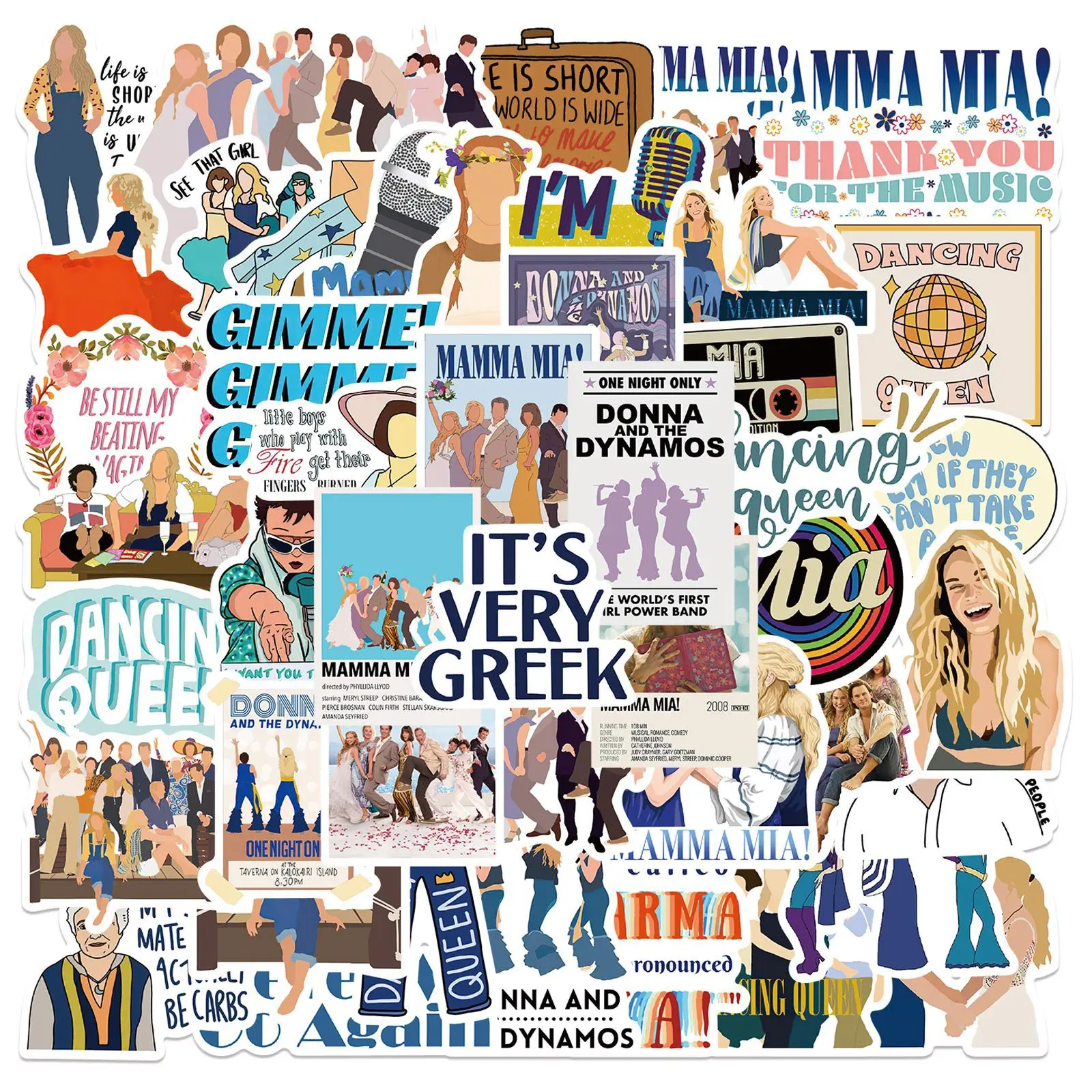 

10/30/50PCS Mamma Mia! Musical Movie Sticker Graffiti Decals for Laptop Luggage Skateboard Car Classic Sticker for Teenager Toy