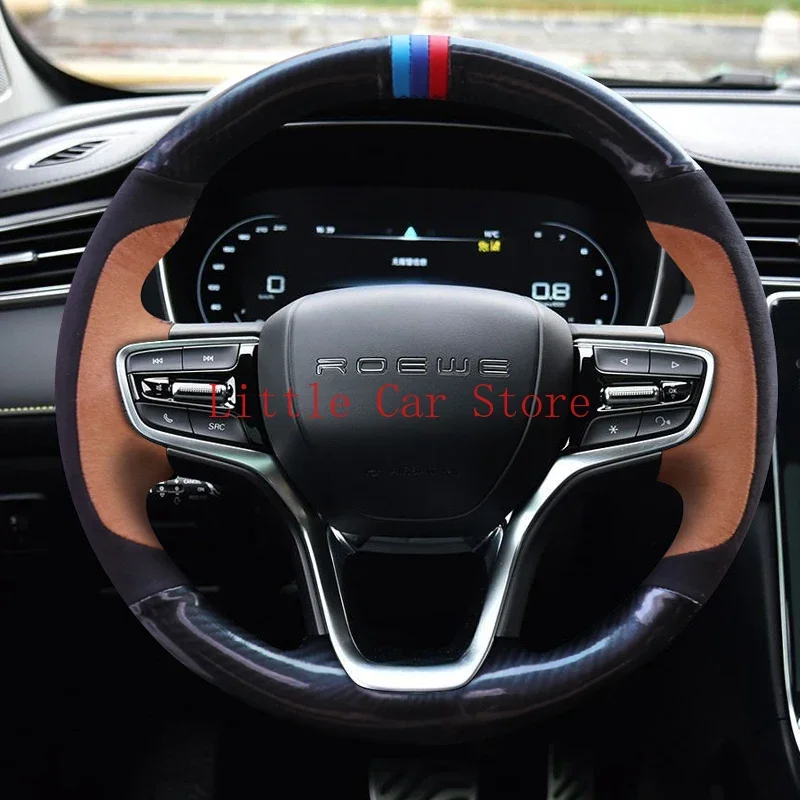 Sew DIY Leather Carbon Fiber Steering Wheel Cover For Roewe RX5 RX3 RX8 I6e i5e i6 360 350 550 w5 i6 Accessories