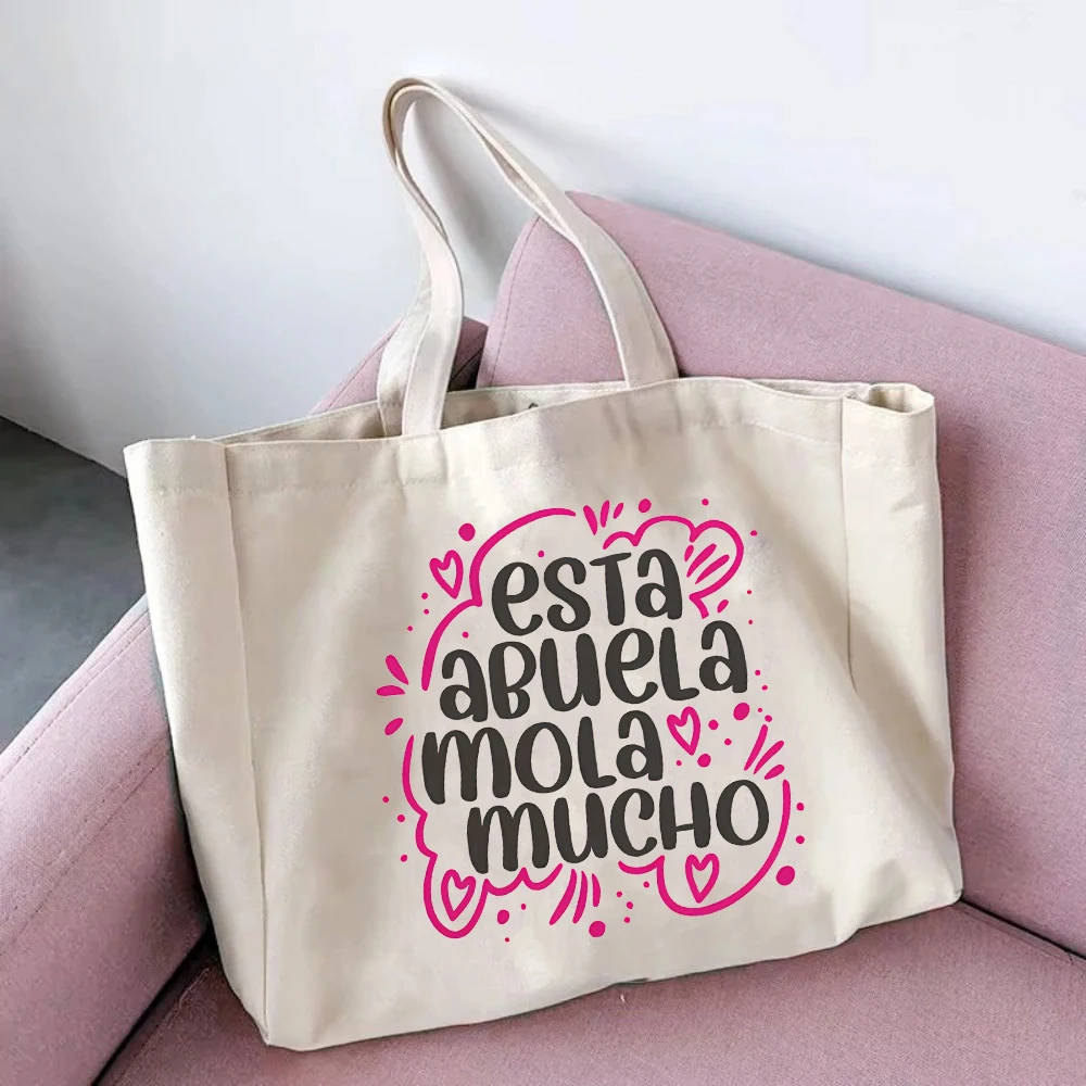 Abuela Print Womens Canvas Tote Bags Fashion Casual Large Capacity Portable Handbag Najlepszy prezent na Dzień Matki dla babci