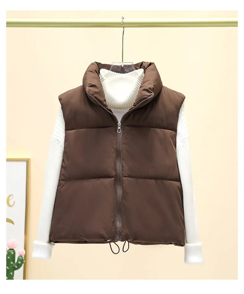 Women's Short Cotton Vest 2025 Autumn Winter New Style Korean Version Sleeveless Cotton Shoulder Pad European Fashion