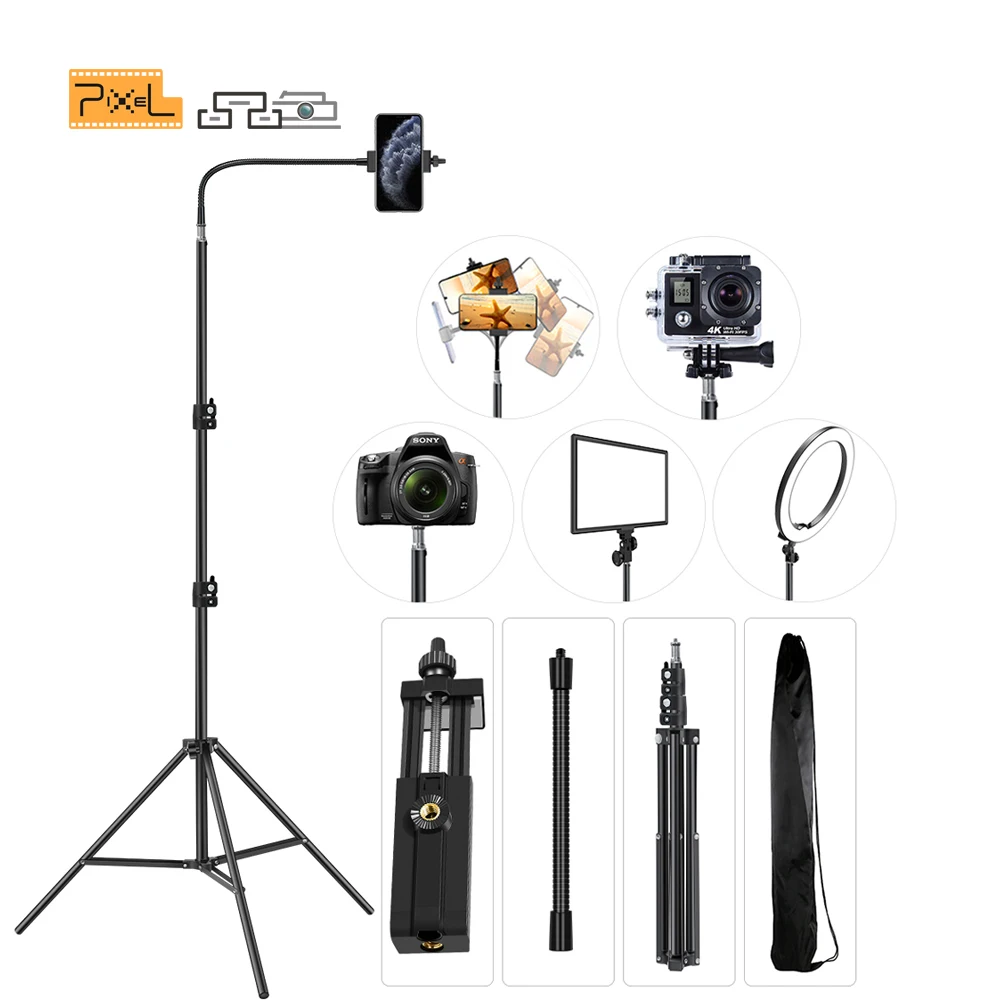 Pixel 2m/2.8m Tall Tripod for Phone Video Cell Stand Photography Rotatable Live Video Stand with Mobile Phones