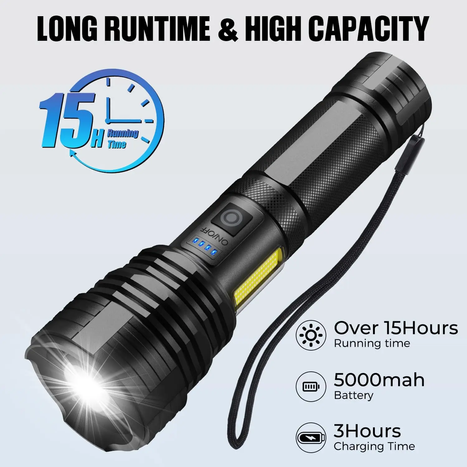 Rechargeable LED Flashlight, 99,000 LM Super Bright, Waterproof, Adjustable Focus, 7 Modes for Camping Hiking (2 Pack)