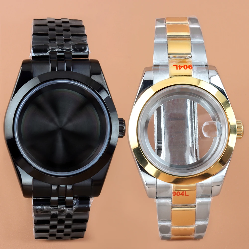 

For DATEJUST Case 36/39mm NH35 Flat Edge Watch Case Fit NH35 NH36 Movement Rose Gold/ Black 316L Steel Jubilee/Oyster Watchbands