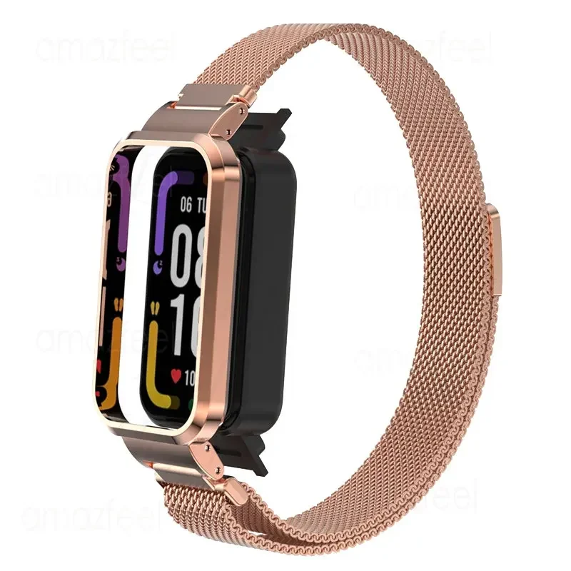 Magnetic Loop Strap For Xiaomi Smart Band 8 Active Watchband Case Protector Luxury Metal Wristband For Mi Band 8 Active Bracelet