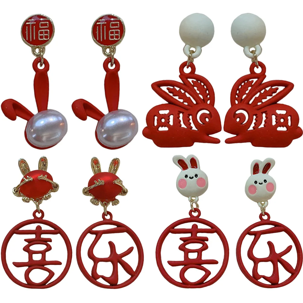 

Dangling Earrings Rabbit Dangle for Women Hanging Holiday Alloy Bunny Ears Miss