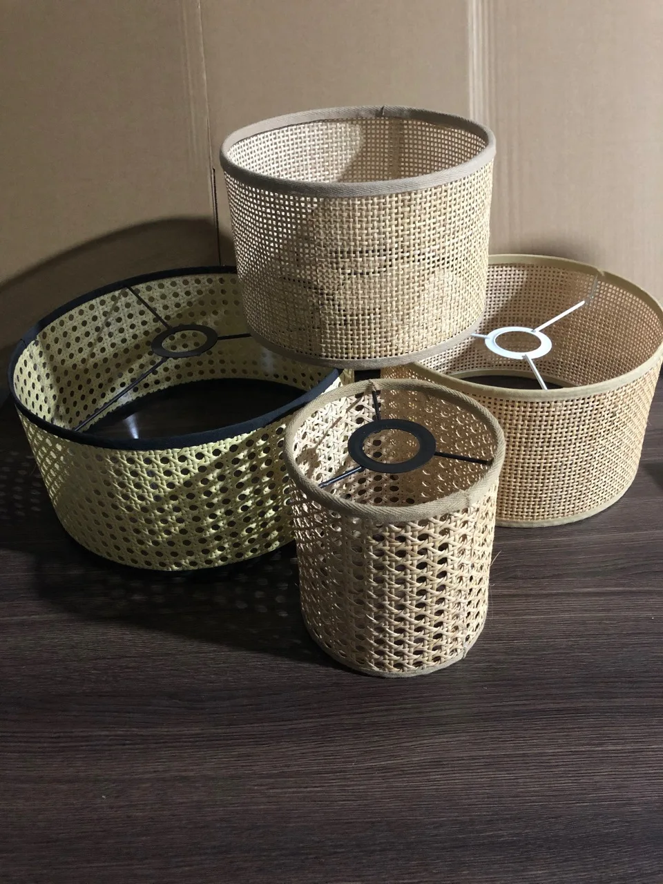 Rattan Lamp Shade Table Lamp Chandelier E27 Hexagonal Grid Chequered Braided Lamp Shade Light Cover Light Shade