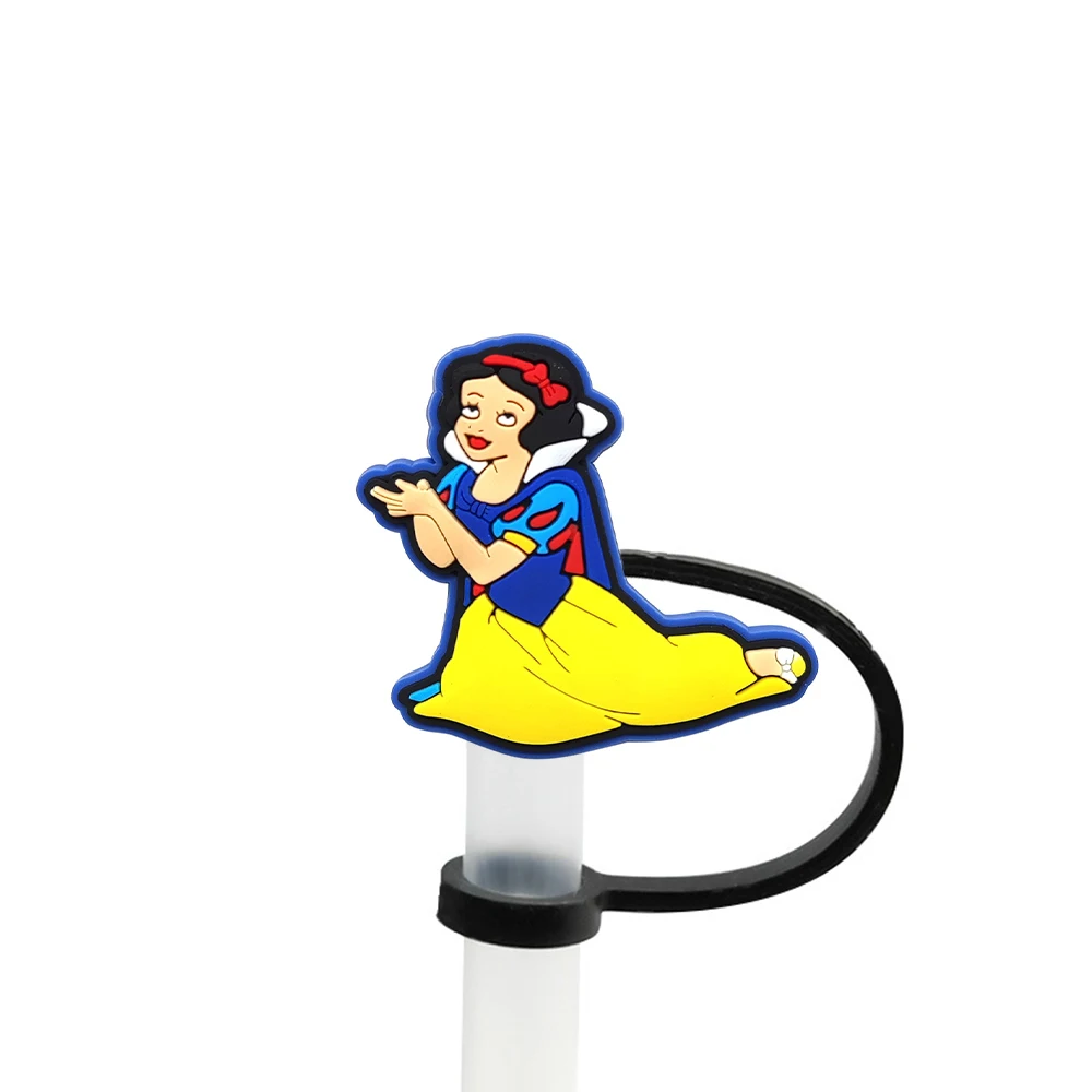 Snow White Cartoon Silicone Straw Toppers for 10mm,Straw Caps for Glass Cup,with 30&40Oz Tumbler with Handle Dust-Proof Reusable