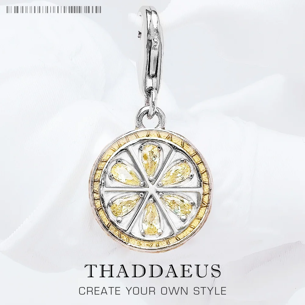 

Yellow Lemon Pendant 925 Sterling Silver Dangle Charm Women Men Trendy Fine Jewelry