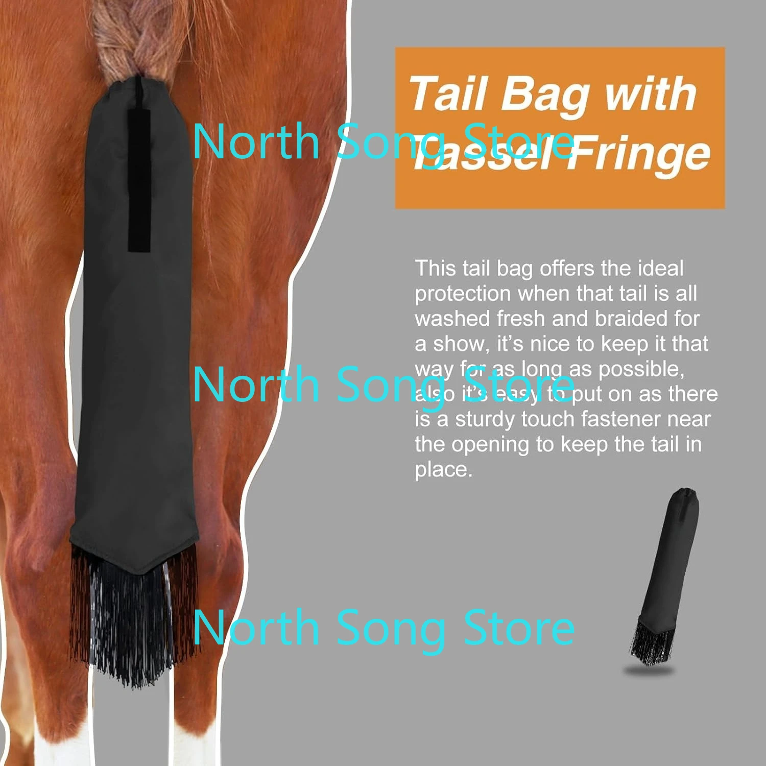 Smooth Lightweight Adjustable Fastener Nylon Horse Tail Bag with Fringe