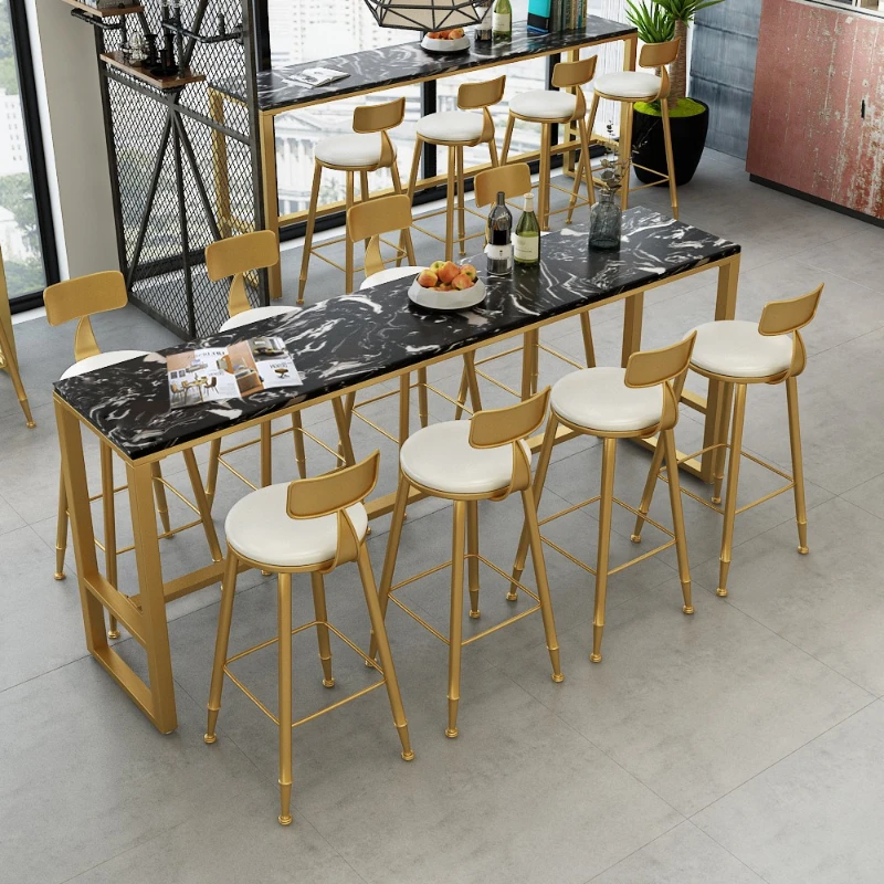 Tavolo alto in marmo nordico negozio di tè al latte dessert tavolo da bar in ferro battuto e combinazione di sedie caffè bianco이mobili da camera