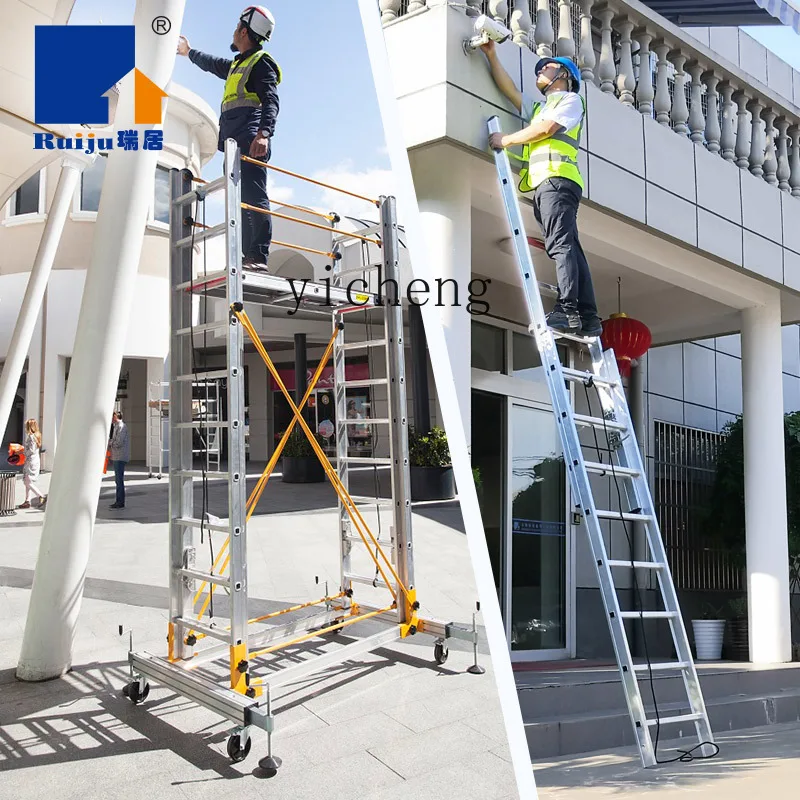W12- aluminum alloy scaffolding elevator folding mobile climbing ladder platform ladder