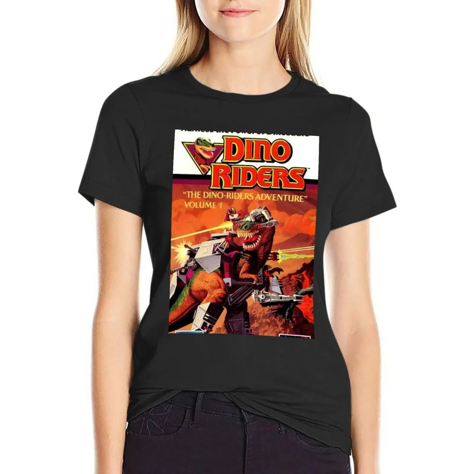 

Dino Riders T-Shirt summer top animal print hippie clothes plus size tops funny t shirts for Women