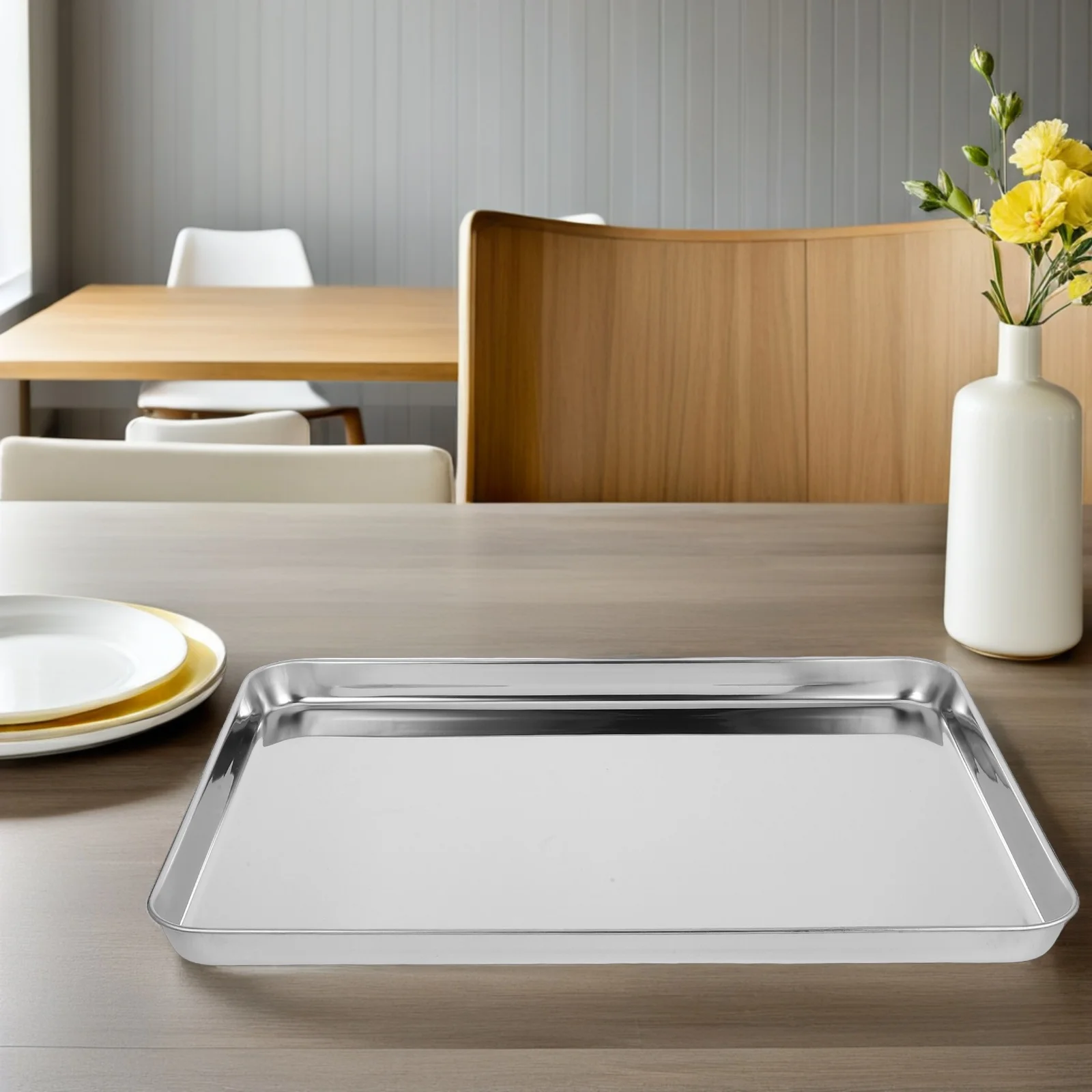 

Steel Tray Breading Trays Food Serving Platters Silver Drainage Stainless Steelfood