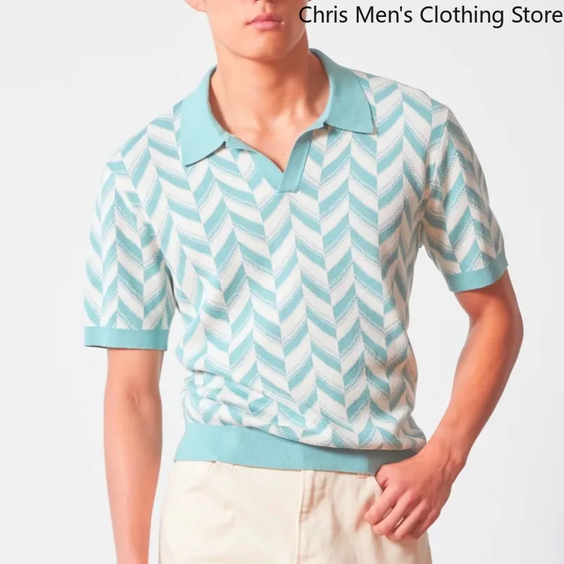 

【 Star's Same Style 】 Summer Men's Polo Shirt, Fine-spun Knitted Short-sleeved, Business and Casual Two-wear Men's Knitted Shirt