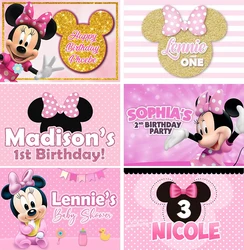 Custom Background Party Backdrops Pink Minnie Mouse Birthday Decorations Children's Decoration Photozone Wall Backdrops