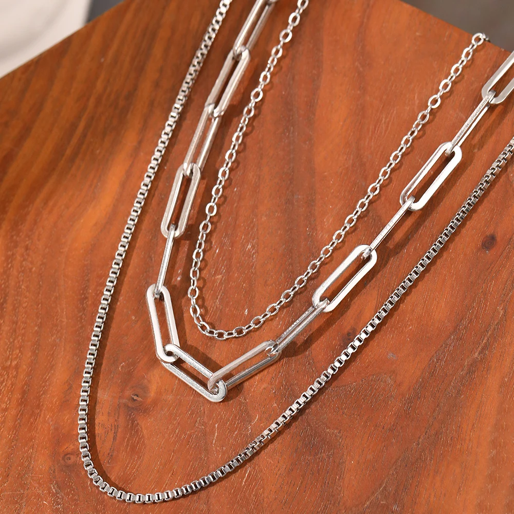 Stainless Steel Necklaces Classic Three-layer Hollow Chain Stylish Simplicity Necklace For Women Jewelry Non-fading High-quality