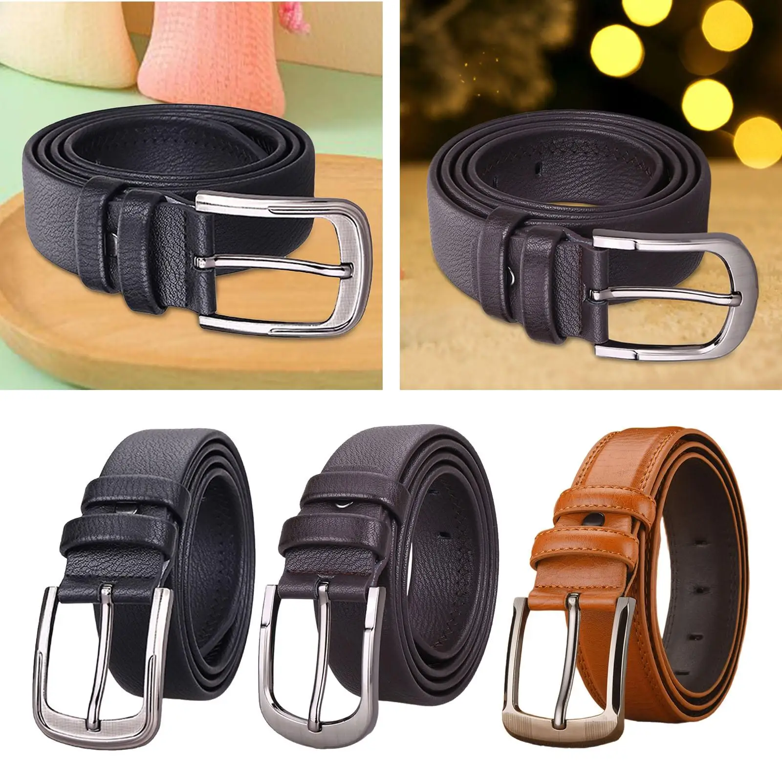 Men Belt 120cm Long Metal Pin Buckle Adjustable PU Leather Belt Waistband for suits Uniform Pants Outdoor Jeans Accessories