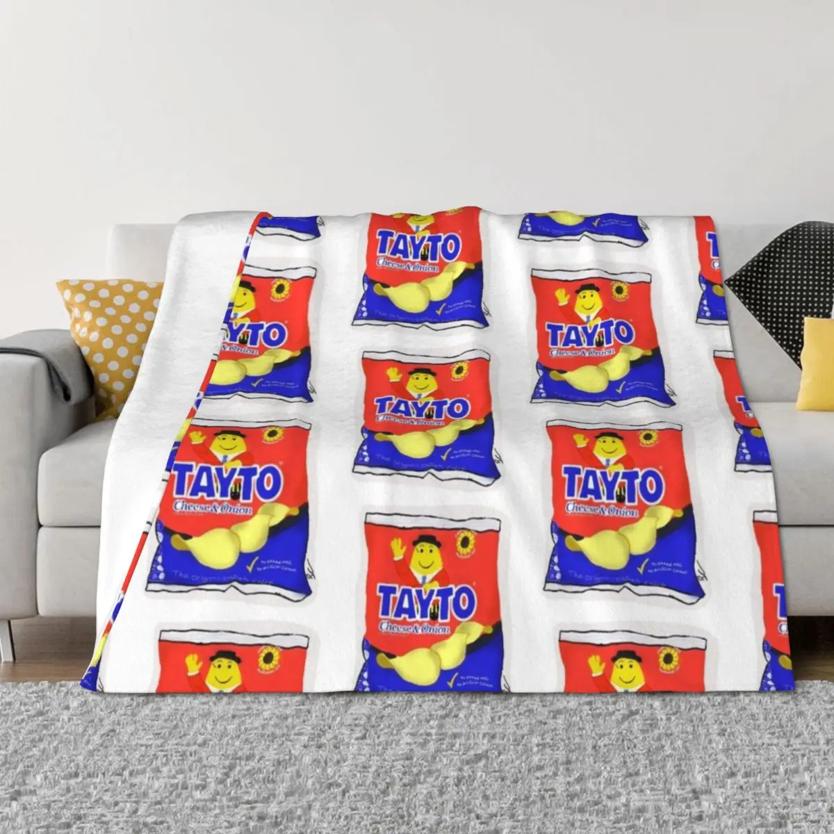 

Tayto cheese and onion Irish Throw Blanket Cute Plaid Decoratives anime Blankets Sofas Of Decoration Blankets