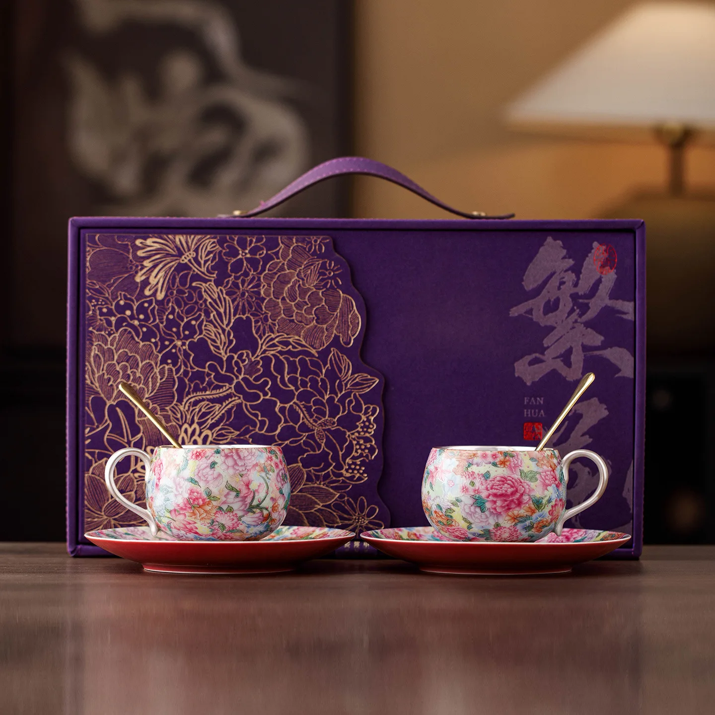 

999 Flower Blooming Coffee Cup Couple Cup Ceramic Mug Afternoon Tea Cup Gift Box